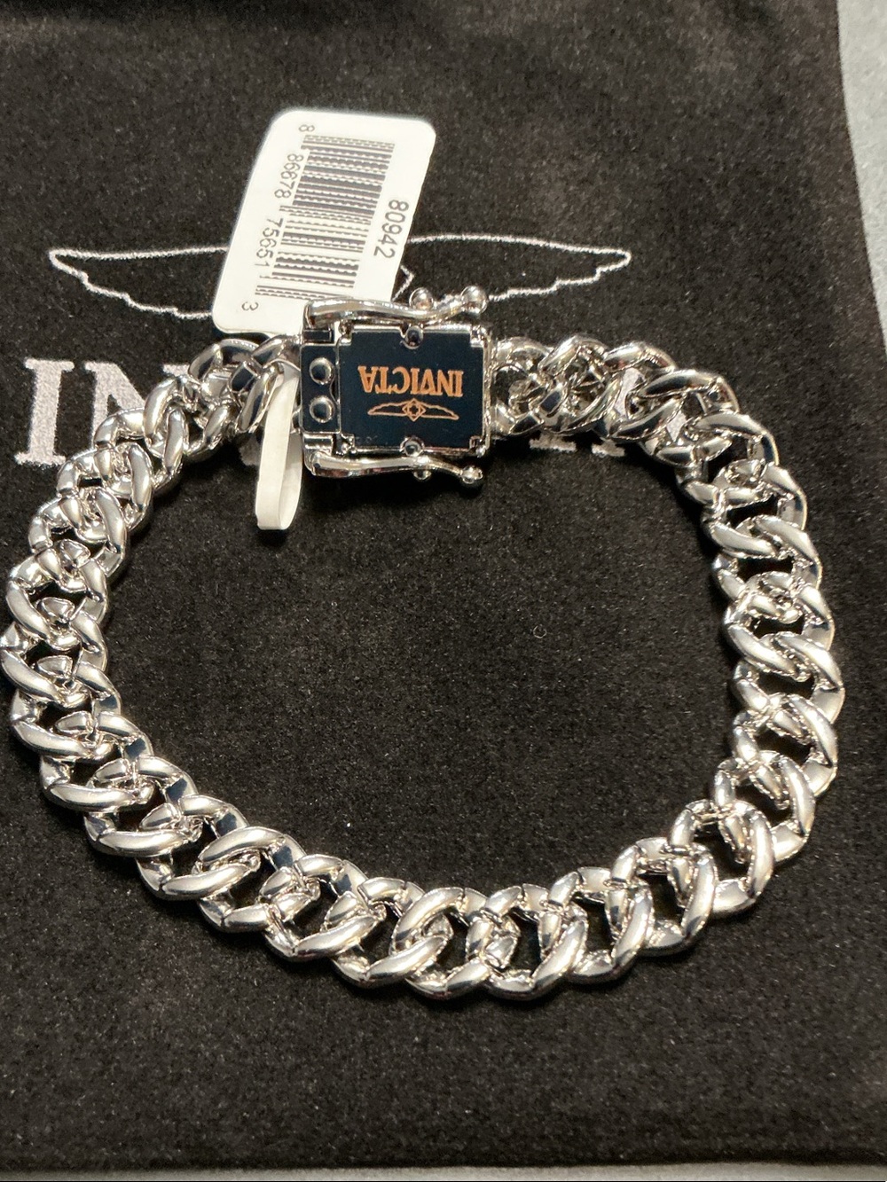 Invicta Silver Crystal Pavé Cuban Link Bracelet(80942) - Picture 9 of 13